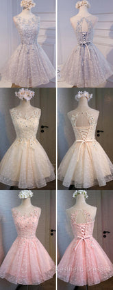 Lovely Vintage Sleeveless Full Floral Prints Appliques Clairvoyant Outfit Lace Up Back Homecoming Dresses